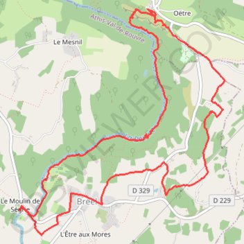 Itinéraire Rando les roches d'Oëtre, distance, dénivelé, altitude, carte, profil, trace GPS