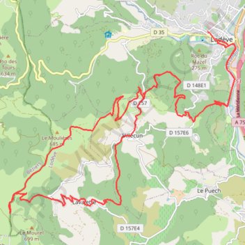 Itinéraire Salagou - Saint-Amans, distance, dénivelé, altitude, carte, profil, trace GPS
