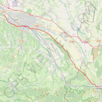 Itinéraire GR782 De Lourdes (Hautes-Pyrénées) à Artiguelouve (Pyrénées-Atlantiques), distance, dénivelé, altitude, carte, profil, trace GPS