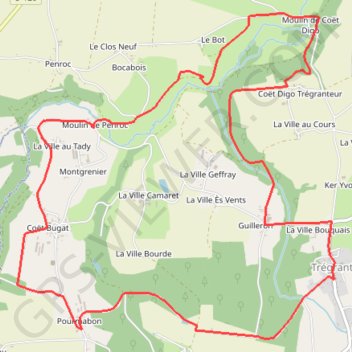 Itinéraire CCPJ trégranteur, distance, dénivelé, altitude, carte, profil, trace GPS