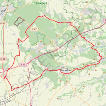 Itinéraire Boucle à vélo depuis Ablis, distance, dénivelé, altitude, carte, profil, trace GPS