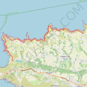 Itinéraire Tour du Cap Sizun - Étape 3, distance, dénivelé, altitude, carte, profil, trace GPS