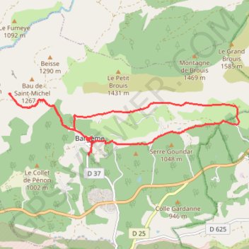 Itinéraire Bargème, distance, dénivelé, altitude, carte, profil, trace GPS