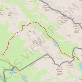 Itinéraire Laghi del Roburent, distance, dénivelé, altitude, carte, profil, trace GPS