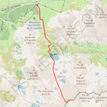 Itinéraire Hourquette d'Aubert depuis Tournaboup, distance, dénivelé, altitude, carte, profil, trace GPS