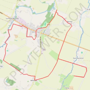 Itinéraire Les deux Rivières - Le pays de Mortrée, distance, dénivelé, altitude, carte, profil, trace GPS