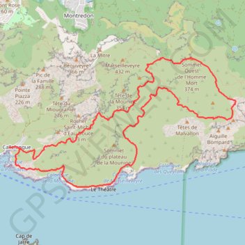 Itinéraire Sommet Ouest de l'Homme Mort par le Malvallon depuis Callelongue, distance, dénivelé, altitude, carte, profil, trace GPS
