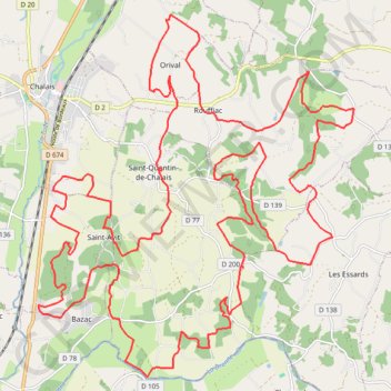 Itinéraire Rando St QUENTIN de CHALAIS, distance, dénivelé, altitude, carte, profil, trace GPS
