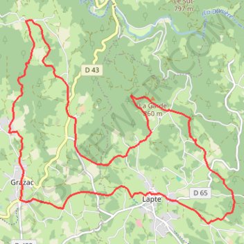 Itinéraire Le Velay des 3 Rivières - Le Chemin du Granite - Grazac - Lapte, distance, dénivelé, altitude, carte, profil, trace GPS