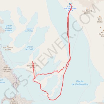 Itinéraire 17-07-03 Combin de Corbassière, distance, dénivelé, altitude, carte, profil, trace GPS