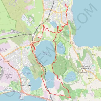 Itinéraire Randonnée autour du Lac Rose - Istres, distance, dénivelé, altitude, carte, profil, trace GPS