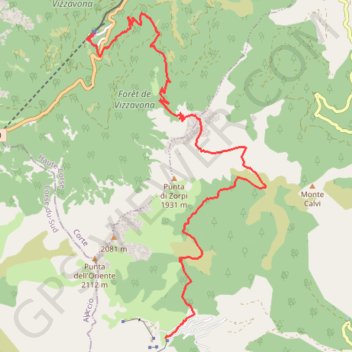 Itinéraire Vizzavona - Capanelle, distance, dénivelé, altitude, carte, profil, trace GPS