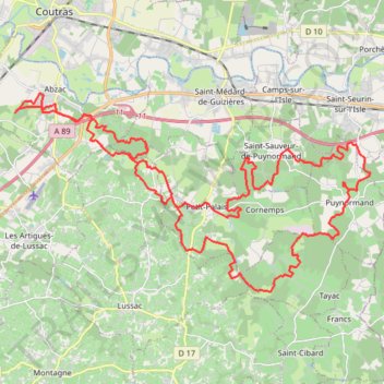 Itinéraire D'Abzac à Puynormand - 41626 - UtagawaVTT.com, distance, dénivelé, altitude, carte, profil, trace GPS