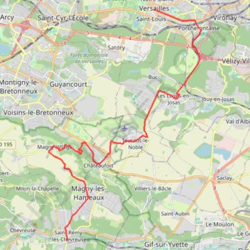 Itinéraire Versailles / St-Rémy-lès-Chevreuse, distance, dénivelé, altitude, carte, profil, trace GPS
