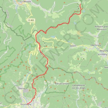 Itinéraire Traversée des Vosges - De Rouge Gazon à Giromaghy, distance, dénivelé, altitude, carte, profil, trace GPS