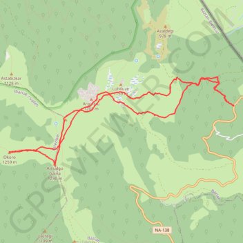 Itinéraire OKORO, Iparraldeko Kaskoa et ARTSAL, distance, dénivelé, altitude, carte, profil, trace GPS