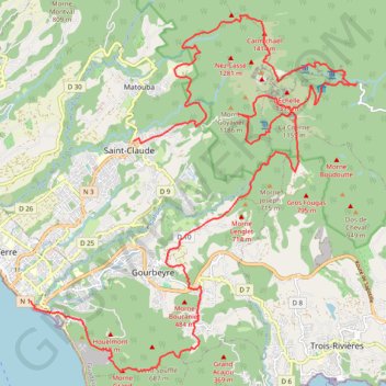 Itinéraire Volcano Trail - Grand Raid de la Région Guadeloupe, distance, dénivelé, altitude, carte, profil, trace GPS