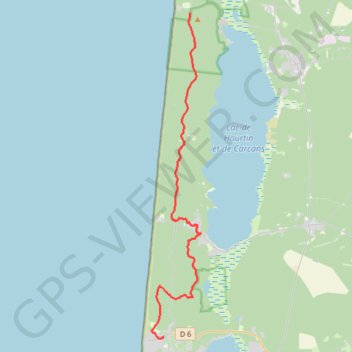 Itinéraire Hourtin-Plage / Lacanau-Océan, distance, dénivelé, altitude, carte, profil, trace GPS