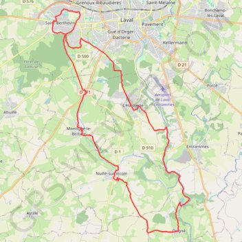 Itinéraire De Saint-Berthevin à l'Origné par Nuillé-sur-Vicoin, distance, dénivelé, altitude, carte, profil, trace GPS
