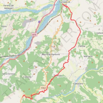 Itinéraire tappa-20-da-fornovo-cassio, distance, dénivelé, altitude, carte, profil, trace GPS