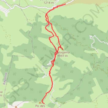 Itinéraire Pic des Escaliers, distance, dénivelé, altitude, carte, profil, trace GPS