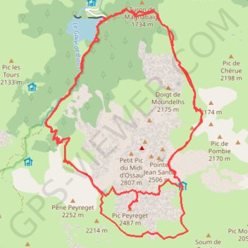 Itinéraire Tour de l'Ossau, distance, dénivelé, altitude, carte, profil, trace GPS