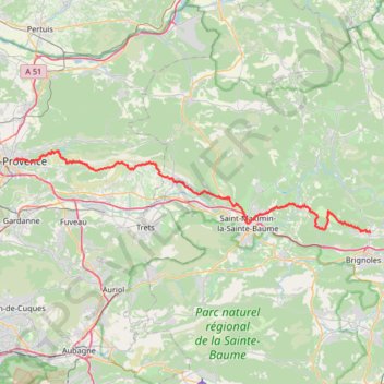 Itinéraire GR653A Randonnée de Le Val (Var) à Aix-en-Provence (Bouches-du-Rhône), distance, dénivelé, altitude, carte, profil, trace GPS
