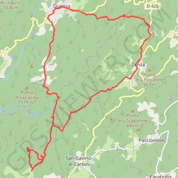 Itinéraire Zonza, Cucuruzzu et Capula, Quenza, distance, dénivelé, altitude, carte, profil, trace GPS