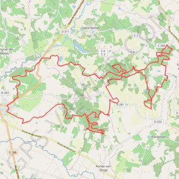 Itinéraire Ronde du Pruneau - Duras, distance, dénivelé, altitude, carte, profil, trace GPS