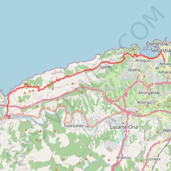 Itinéraire Orio de San Sébastien du 27.06.2018, distance, dénivelé, altitude, carte, profil, trace GPS