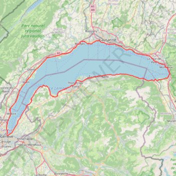 Itinéraire Tour du Lac Léman à vélo, distance, dénivelé, altitude, carte, profil, trace GPS
