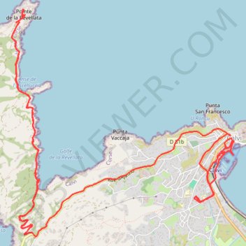 Itinéraire Calvi et Sentier de la Revellata (Corse), distance, dénivelé, altitude, carte, profil, trace GPS