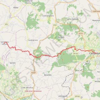 Itinéraire De Campobasso à Sant'Elena Sannita, distance, dénivelé, altitude, carte, profil, trace GPS