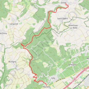 Itinéraire Gimel - Bursins, distance, dénivelé, altitude, carte, profil, trace GPS