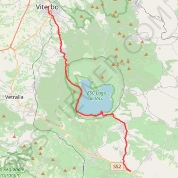 Itinéraire Viterbo Sutri, distance, dénivelé, altitude, carte, profil, trace GPS