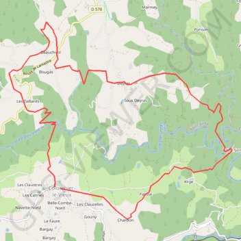Itinéraire Colombiers les gorges de la Daronne, distance, dénivelé, altitude, carte, profil, trace GPS