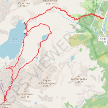 Itinéraire Pic de Batboucou, distance, dénivelé, altitude, carte, profil, trace GPS