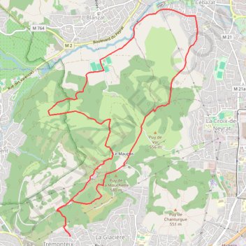 Itinéraire Les Cotes de Clermont Chevalard, distance, dénivelé, altitude, carte, profil, trace GPS