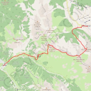 Itinéraire Queyras-Viso Étape 01 : Ceillac - Saint-Véran (par Pointe des Marcelettes), distance, dénivelé, altitude, carte, profil, trace GPS