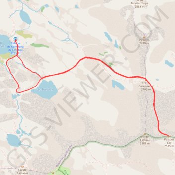 Itinéraire Col de Couradette et Pas dès car, distance, dénivelé, altitude, carte, profil, trace GPS