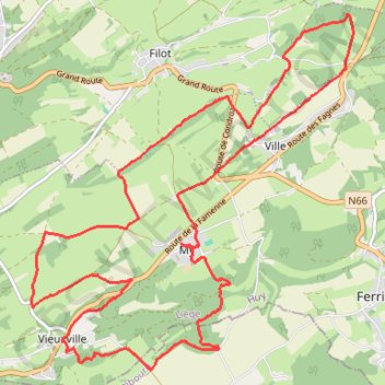 Itinéraire MY (4190) - Province de Liège - Belgique, distance, dénivelé, altitude, carte, profil, trace GPS