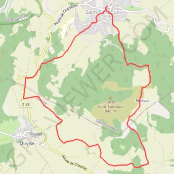 Itinéraire Marche à Saint Sandoux, distance, dénivelé, altitude, carte, profil, trace GPS