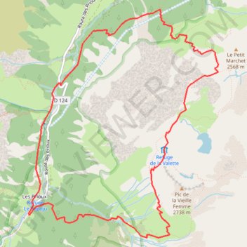 Itinéraire Refuge et lac de la Valette, distance, dénivelé, altitude, carte, profil, trace GPS
