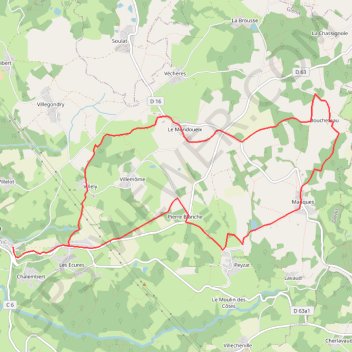 Itinéraire Monts de Guéret, distance, dénivelé, altitude, carte, profil, trace GPS