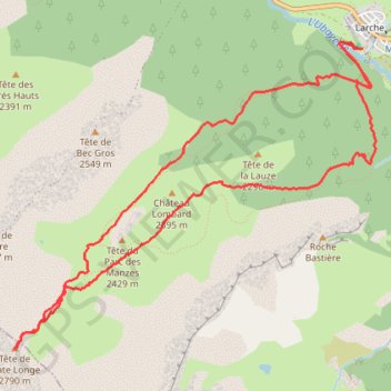Itinéraire Tete plate longe, distance, dénivelé, altitude, carte, profil, trace GPS