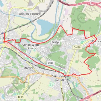 Itinéraire Au confluent du Grand Morin - Esbly, distance, dénivelé, altitude, carte, profil, trace GPS