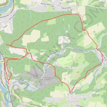 Itinéraire Entre Yvoir et Bauche, distance, dénivelé, altitude, carte, profil, trace GPS