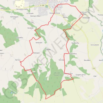 Itinéraire Gaspern en Plougonven, distance, dénivelé, altitude, carte, profil, trace GPS