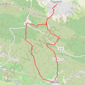 Itinéraire Aureille à Eygualières, distance, dénivelé, altitude, carte, profil, trace GPS