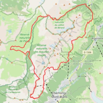 Itinéraire Tour des aiguilles rouges, distance, dénivelé, altitude, carte, profil, trace GPS